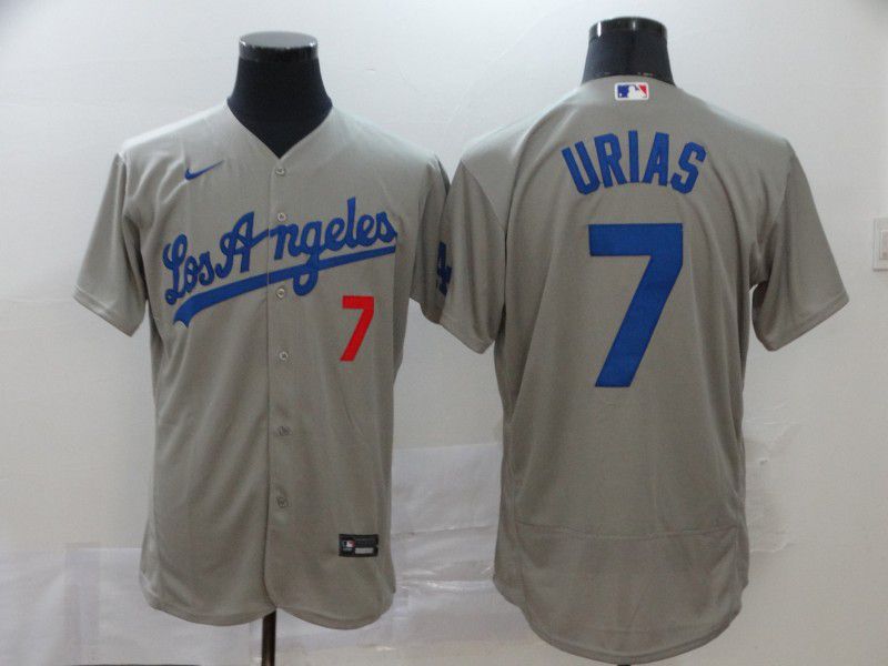 Men Los Angeles Dodgers #7 Urias Grey Nike Elite MLB Jerseys